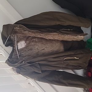 Zara Faux fur lined Winter Bomber Coat